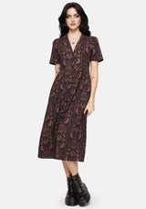 Annabel Inverted Raven Print Midi Shirt Dress