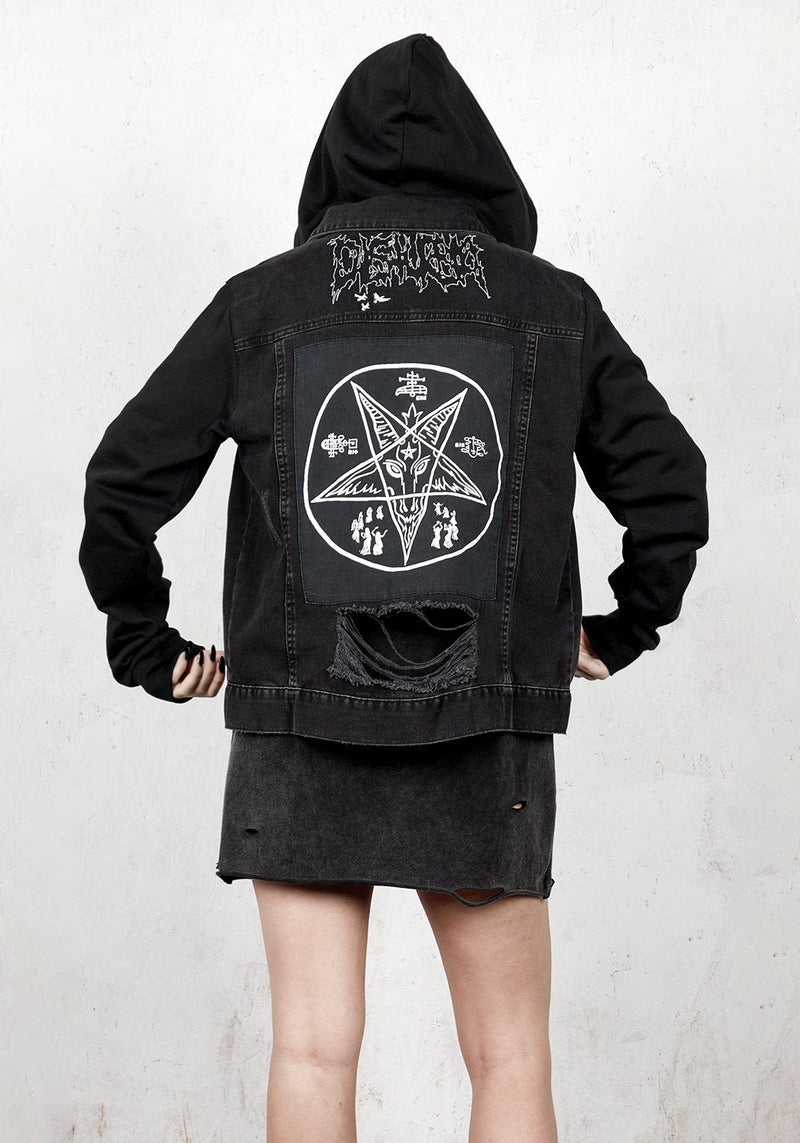 Damage Denim Kapuze Jacke