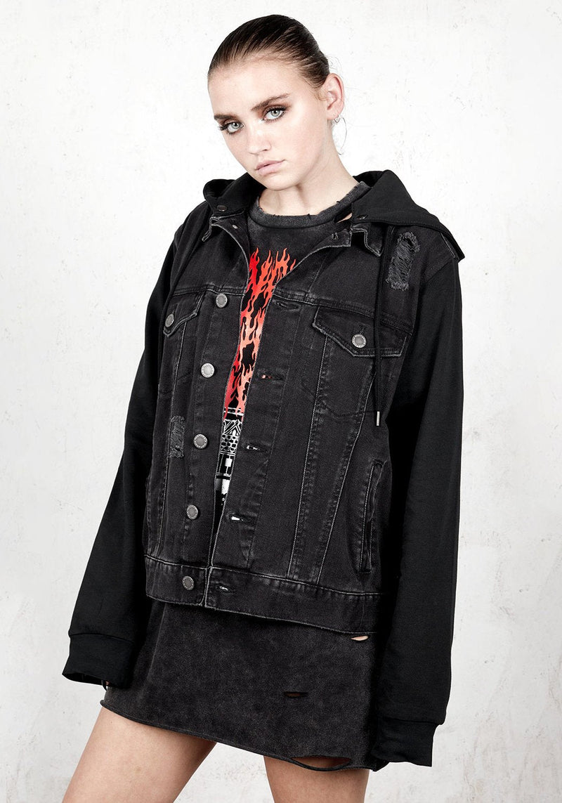 Damage Denim Kapuze Jacke