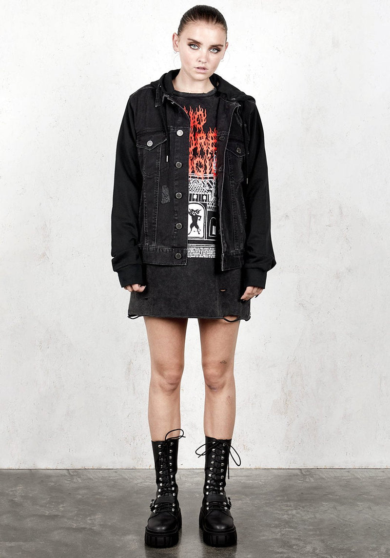 Damage Denim Kapuze Jacke
