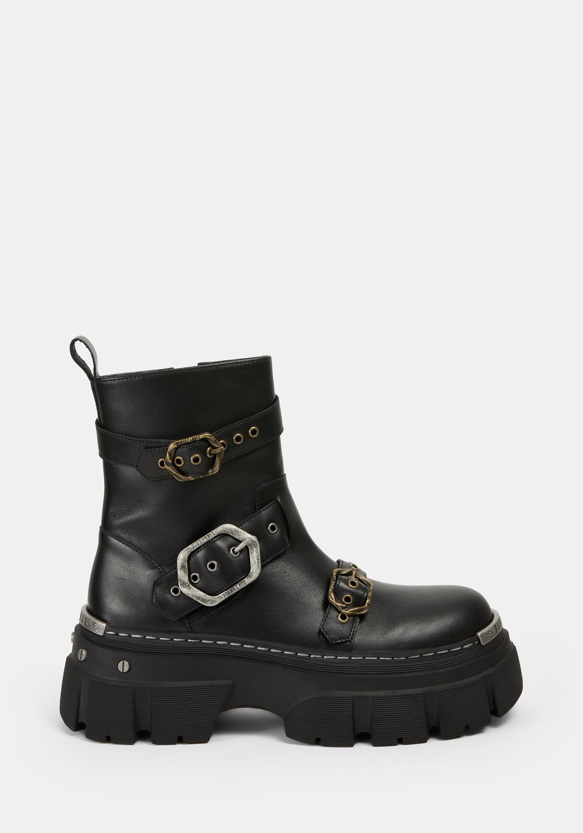Grunora Buckled Leather Biker Boots US 8