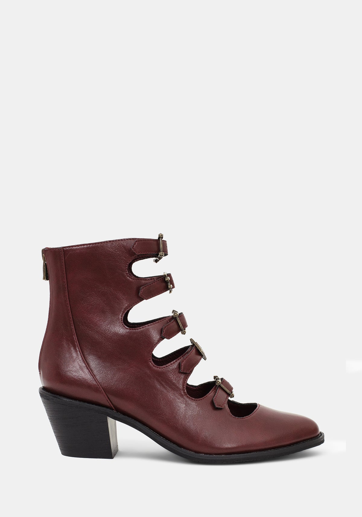Bridget Mit Schnalle Stiefel - Burgunderrot
