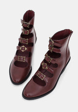 Bridget Buckled Boots - Burgundy