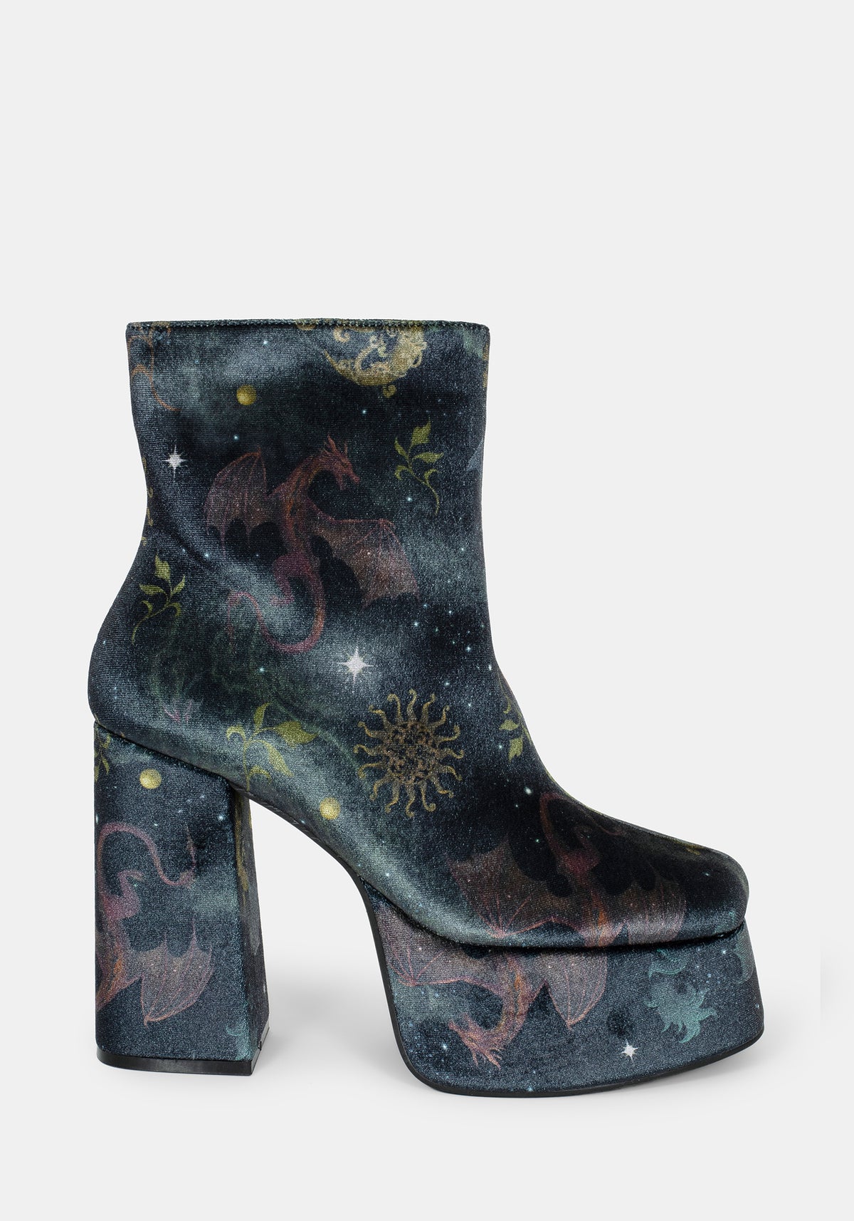 Phönix Drache Samt Plattform Stiefel