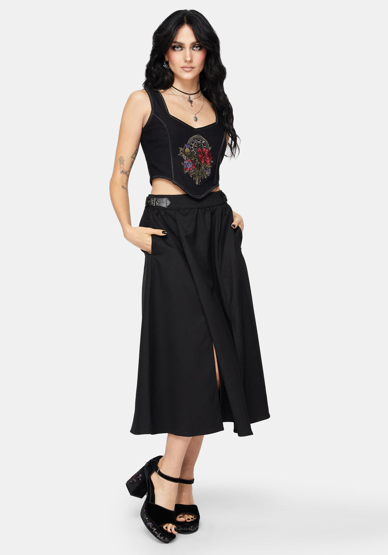 Selene Velvet Embroidered Platform Heels