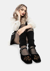 Nyla Velvet Embroidered Ballerina Pumps