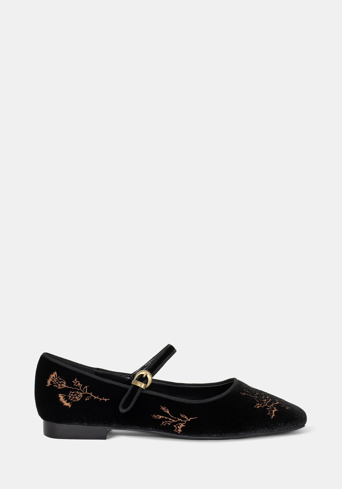 Nyla Samt Bestickt Ballerina Pumps