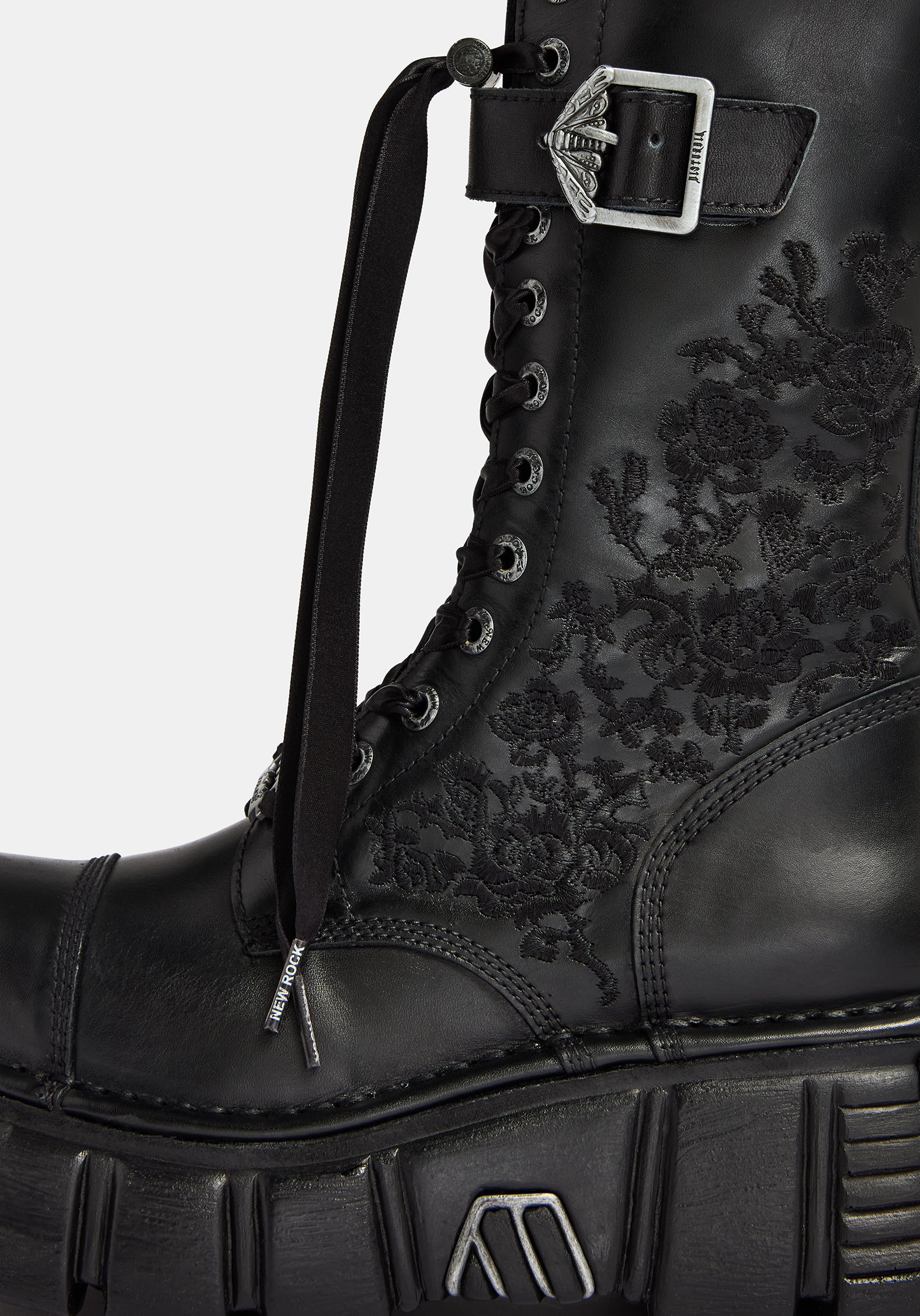 Disturbia x New Rock Rosamoth Bestickt Spitze Hoch Stiefel