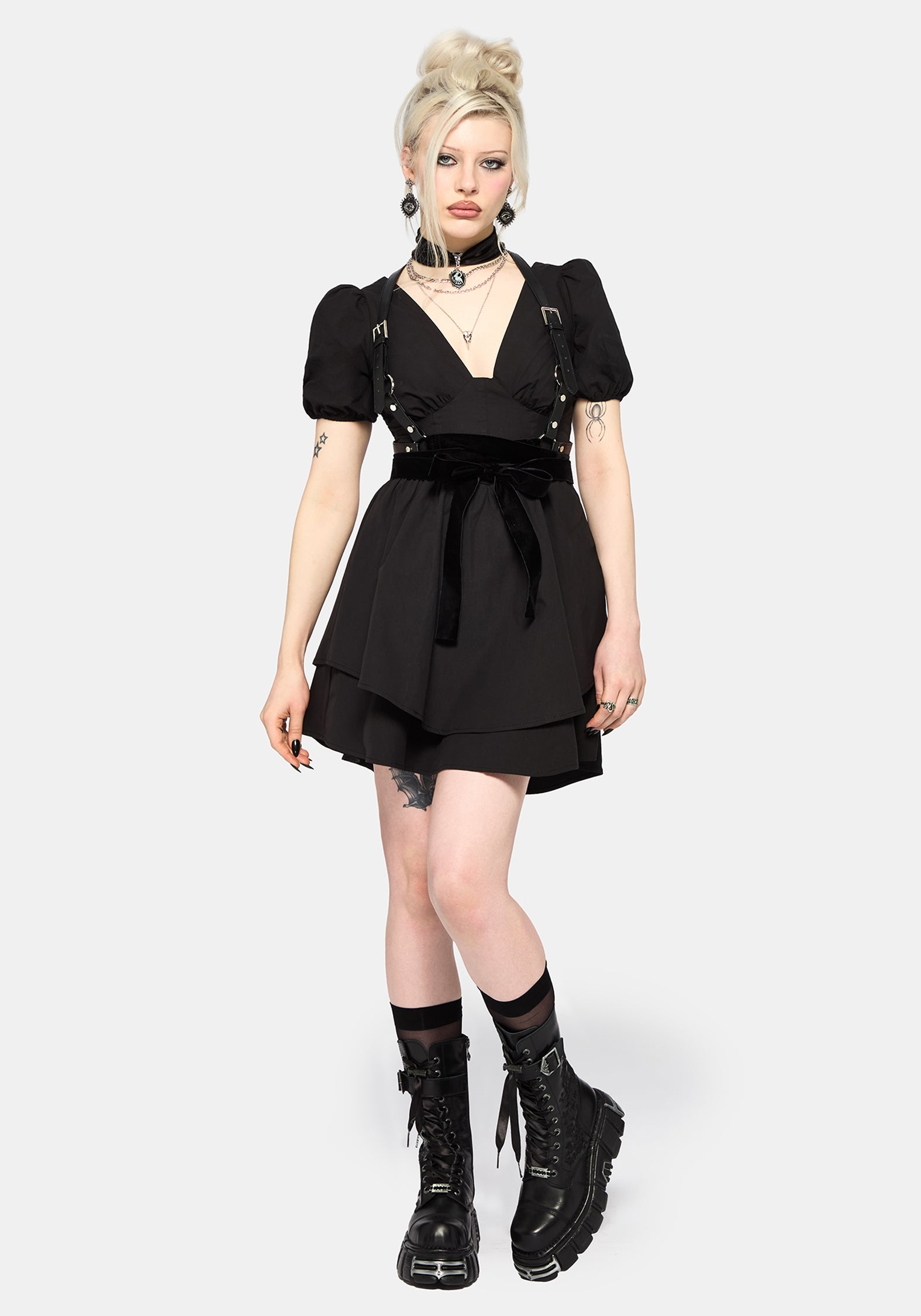 Disturbia x New Rock Rosamoth Bestickt Spitze Hoch Stiefel