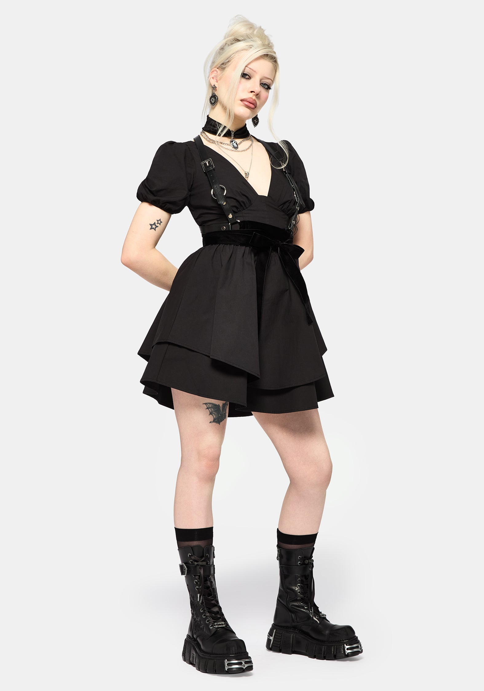 Disturbia x New Rock Rosamoth Bestickt Spitze Hoch Stiefel