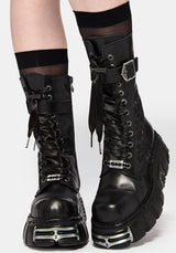 Disturbia x New Rock Rosamoth Bestickt Spitze Hoch Stiefel