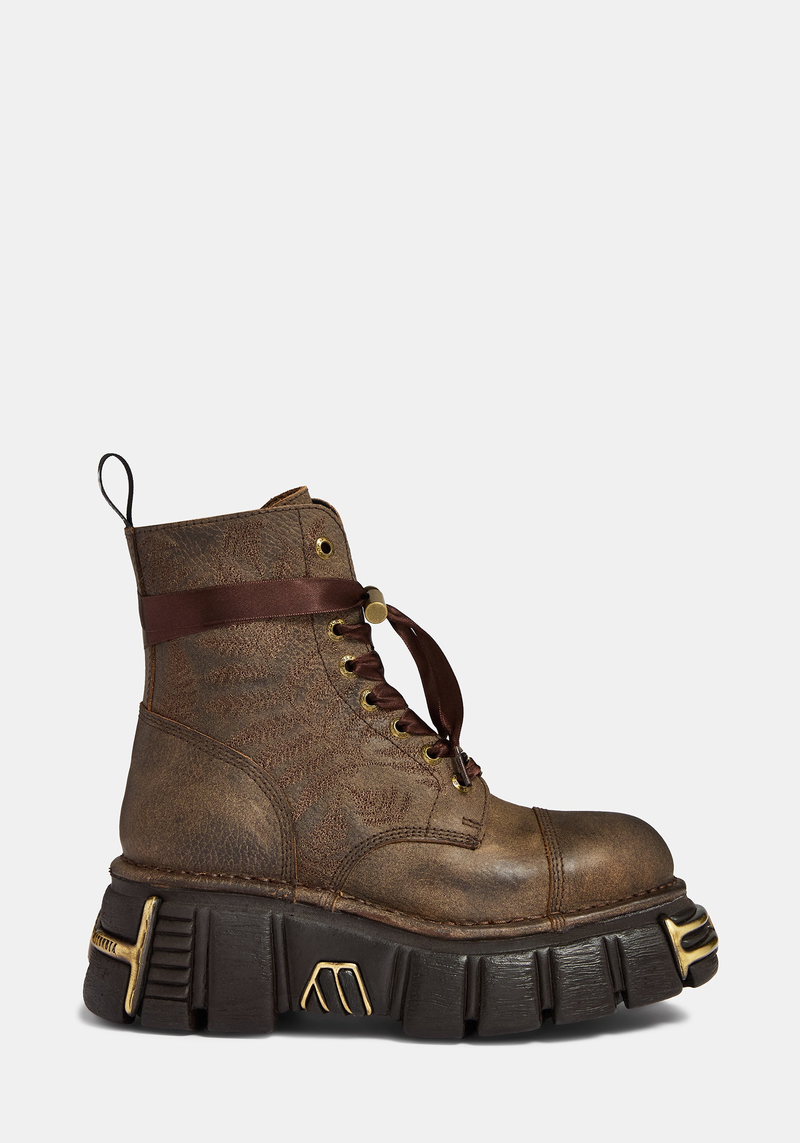 Disturbia x New Rock Farn Bestickt Spitze Hoch Stiefel