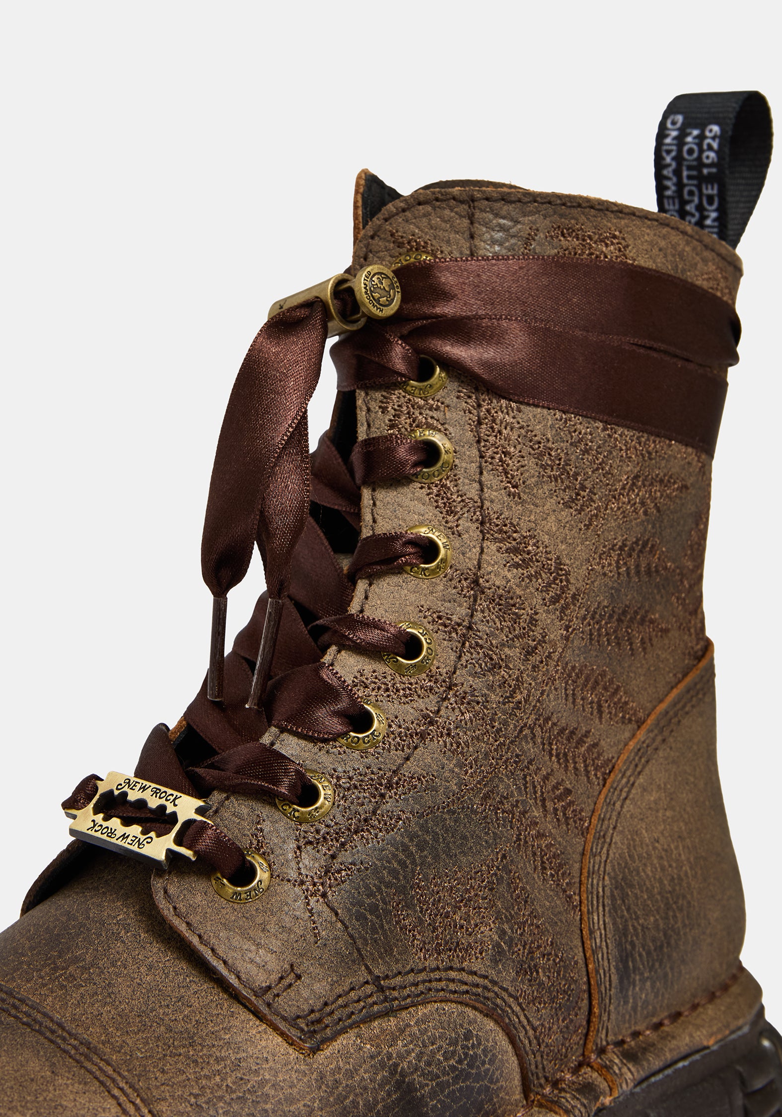 Disturbia x New Rock Farn Bestickt Spitze Hoch Stiefel