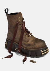 Disturbia x New Rock Farn Bestickt Spitze Hoch Stiefel