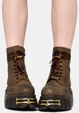 Disturbia x New Rock Farn Bestickt Spitze Hoch Stiefel