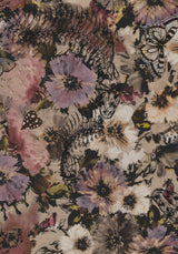Mortua Grunge Blumenmuster Druck Spitze Besatz Mini Wickel Kleid