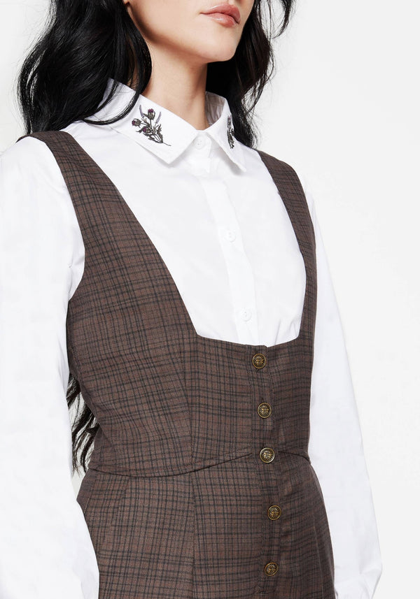 Lamya Check Tailored Straight Leg Suspender Trouser