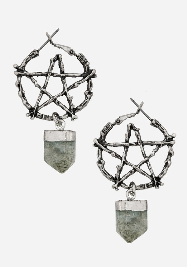 Lauma Pentagramm Labradorite Kreolen Ohrringe