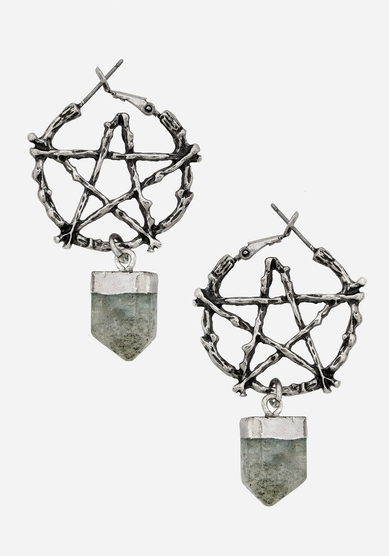 Lauma Pentagram Labradorite Hoop Earrings