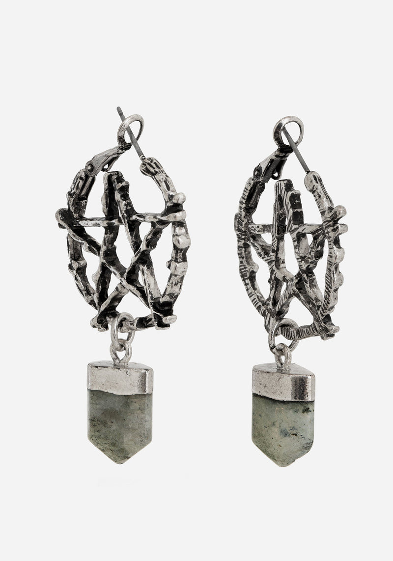 Lauma Pentagram Labradorite Hoop Earrings