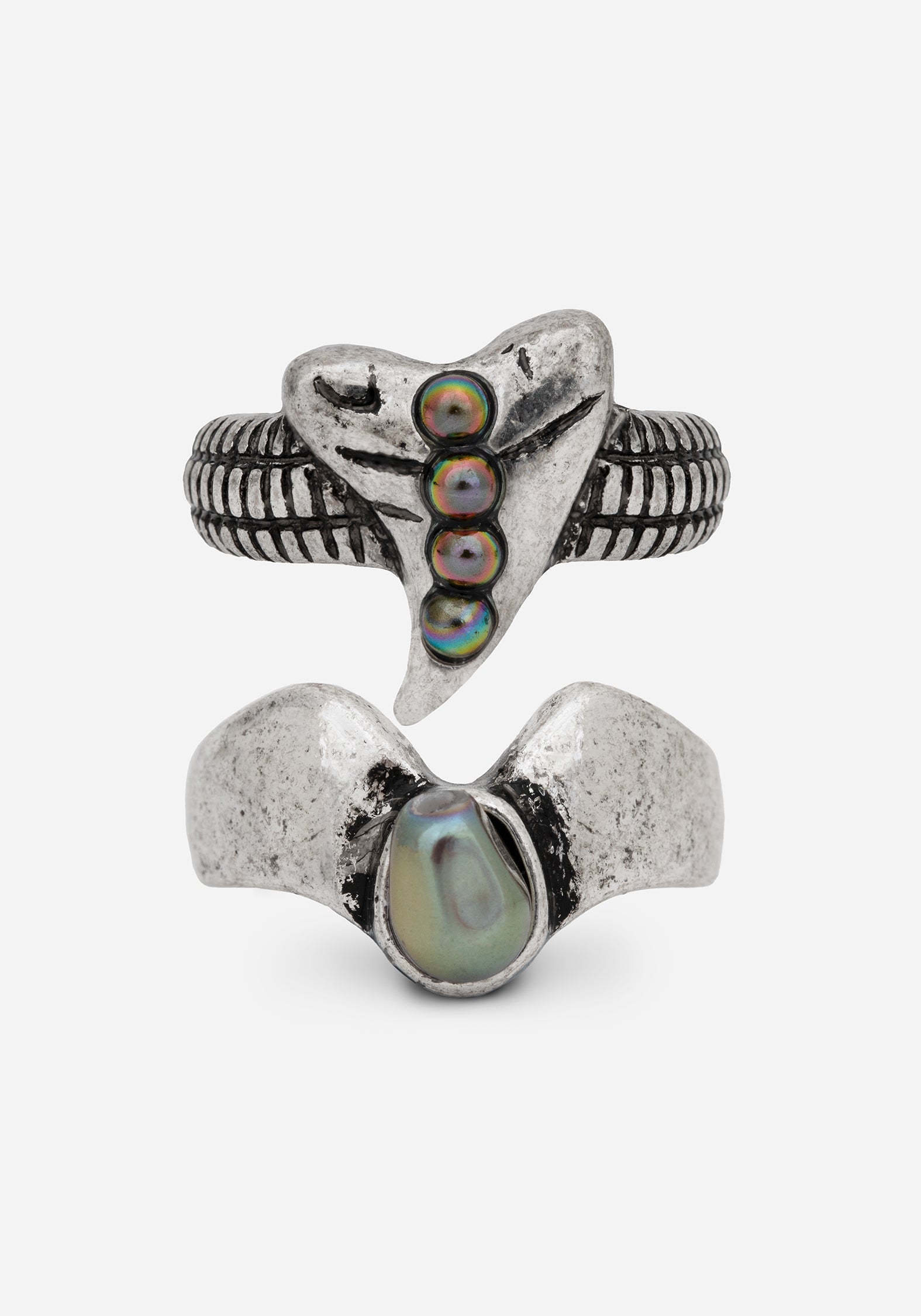 Shark Tooth Schwarz Perle Gelagert Ring Set