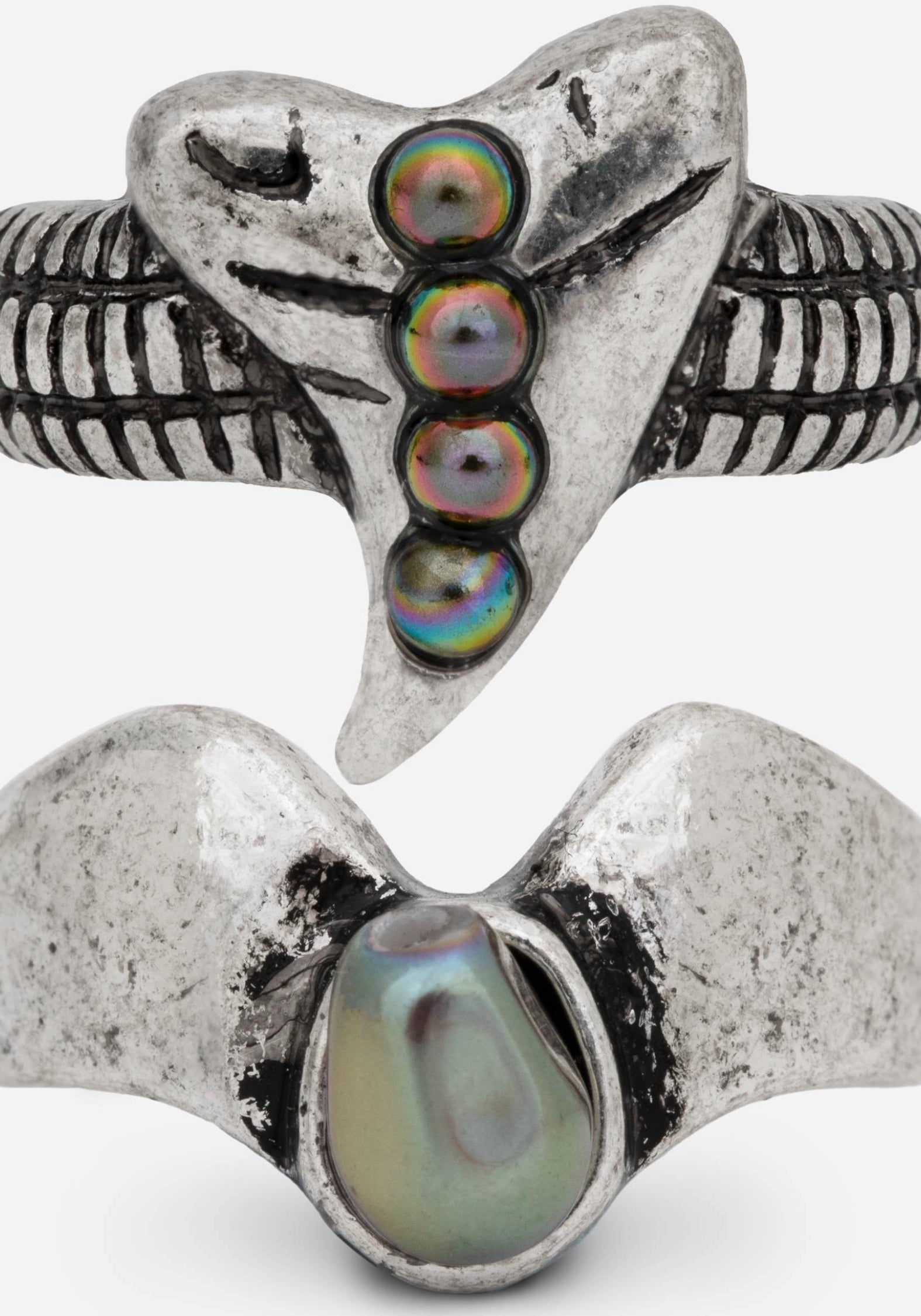 Shark Tooth Schwarz Perle Gelagert Ring Set