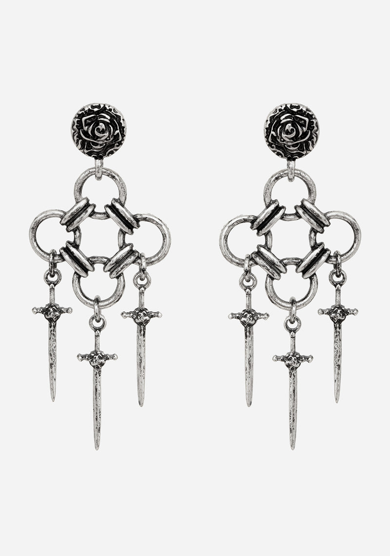 Vanthrax Chainmail Sword Drop Earrings