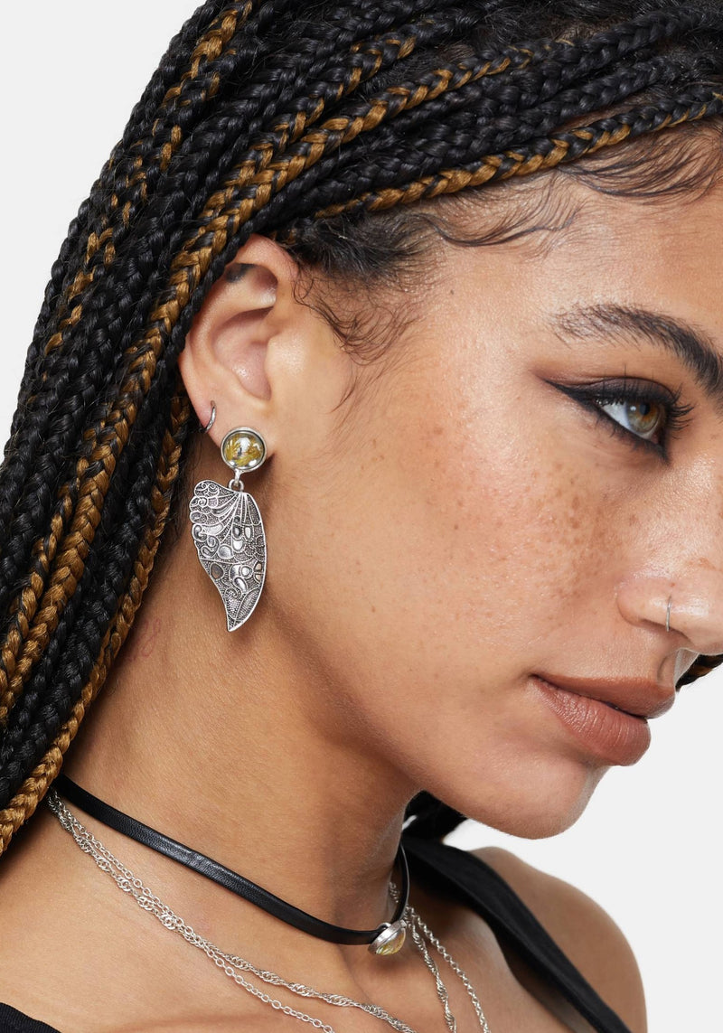 Sylvaine Fairy Wing Trapped Flower Earrings