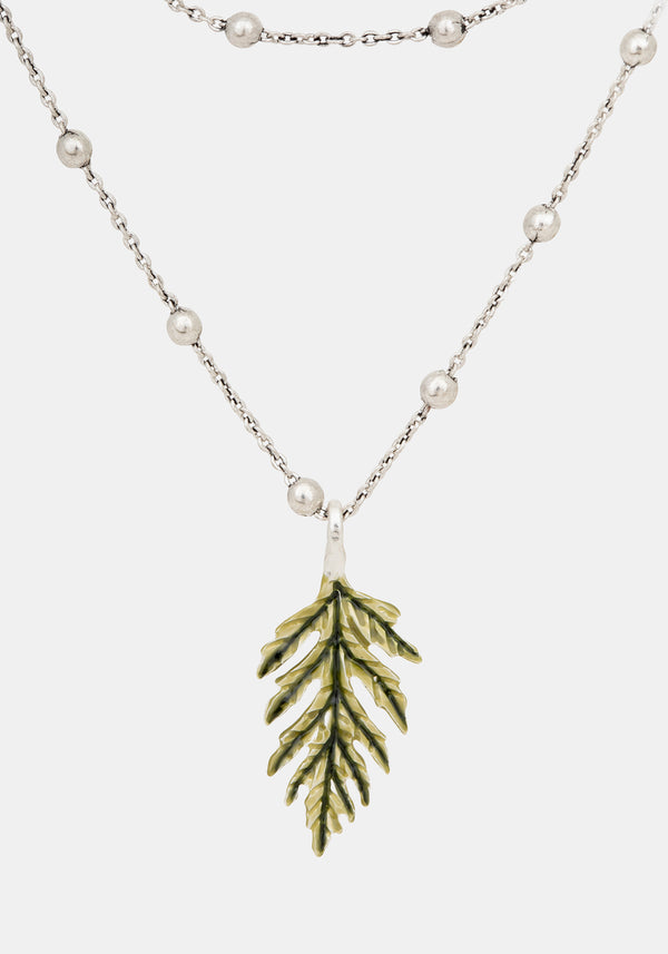 Alderwood Fern Double Layered Necklace - Silver