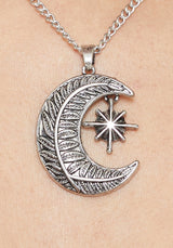 Abellona Moon Fern Layered Charm Necklace