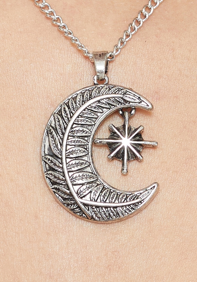 Abellona Moon Fern Layered Charm Necklace