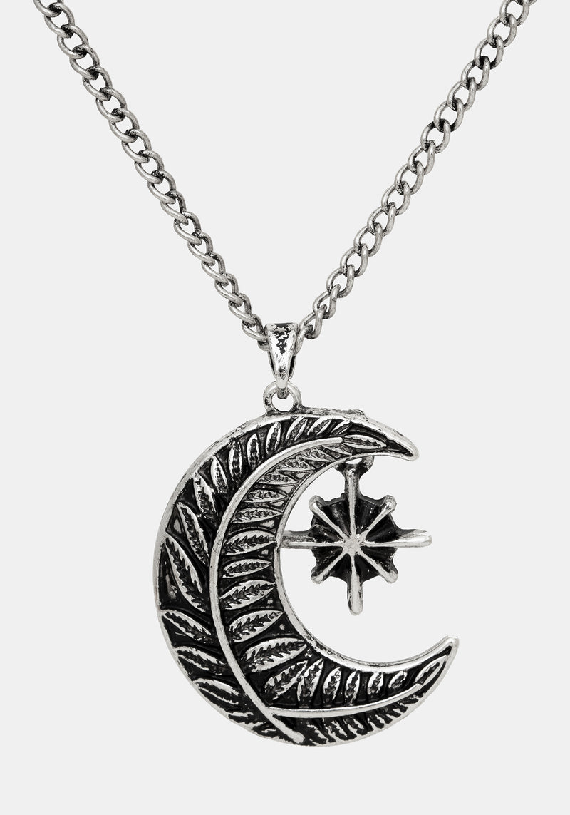 Abellona Moon Fern Layered Charm Necklace