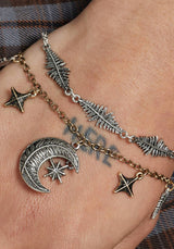 Abellona Moon Fern Layered Charm Bracelet