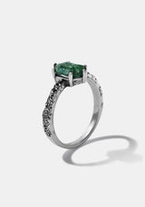 Ardour Sterling Silver Moss Agate Ring