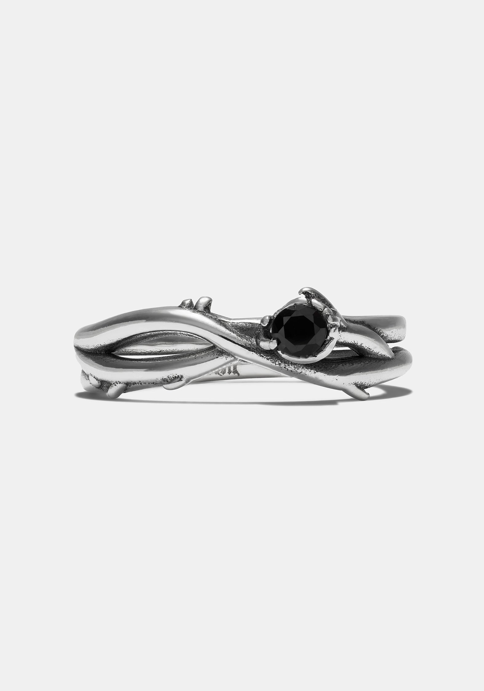 Rosethorn Sterling Silber Schwarz Spinel Band - 4.5mm