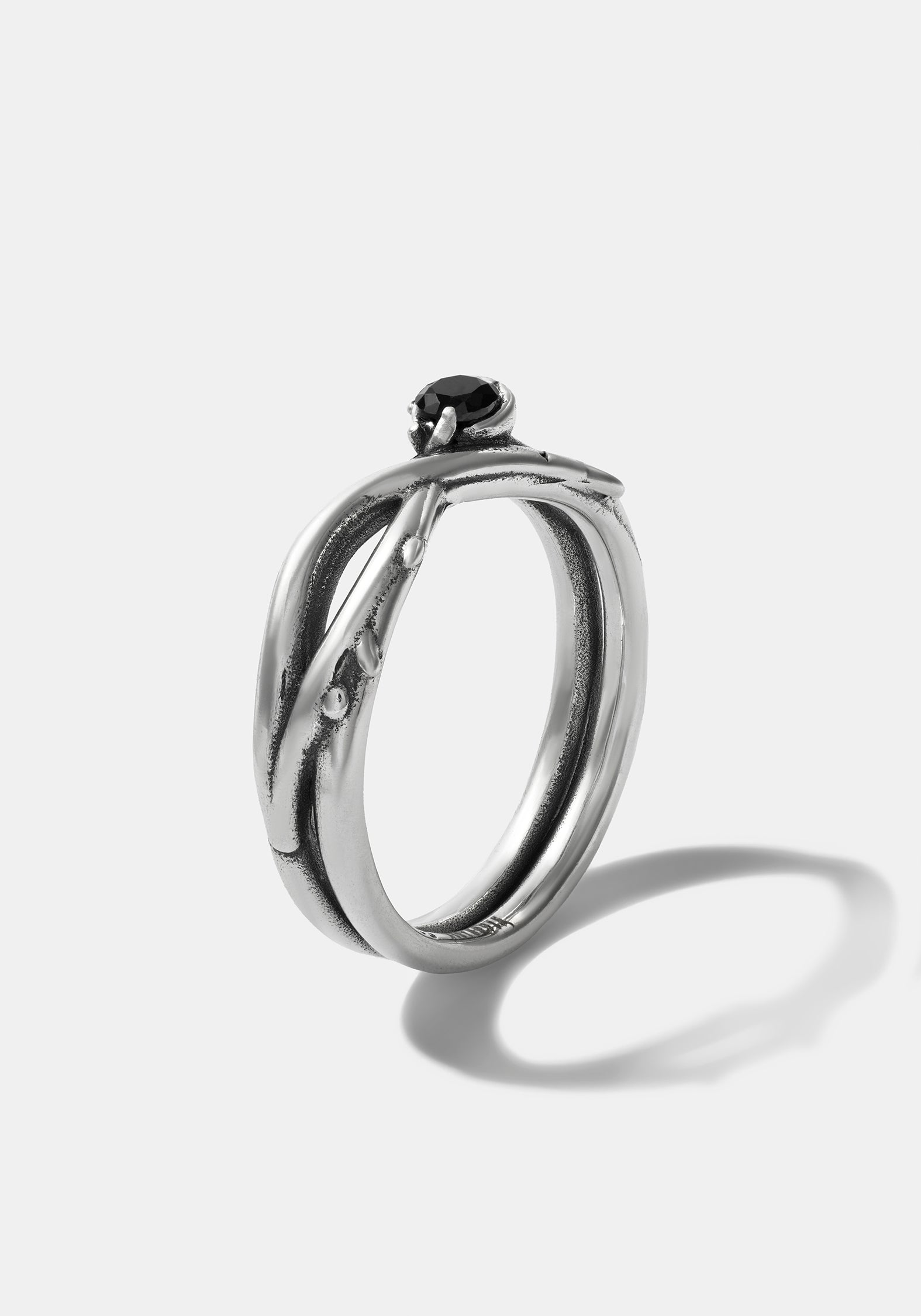 Rosethorn Sterling Silber Schwarz Spinel Band - 4.5mm