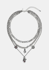 Corium and Anatomical Chain Layered Heart Necklace