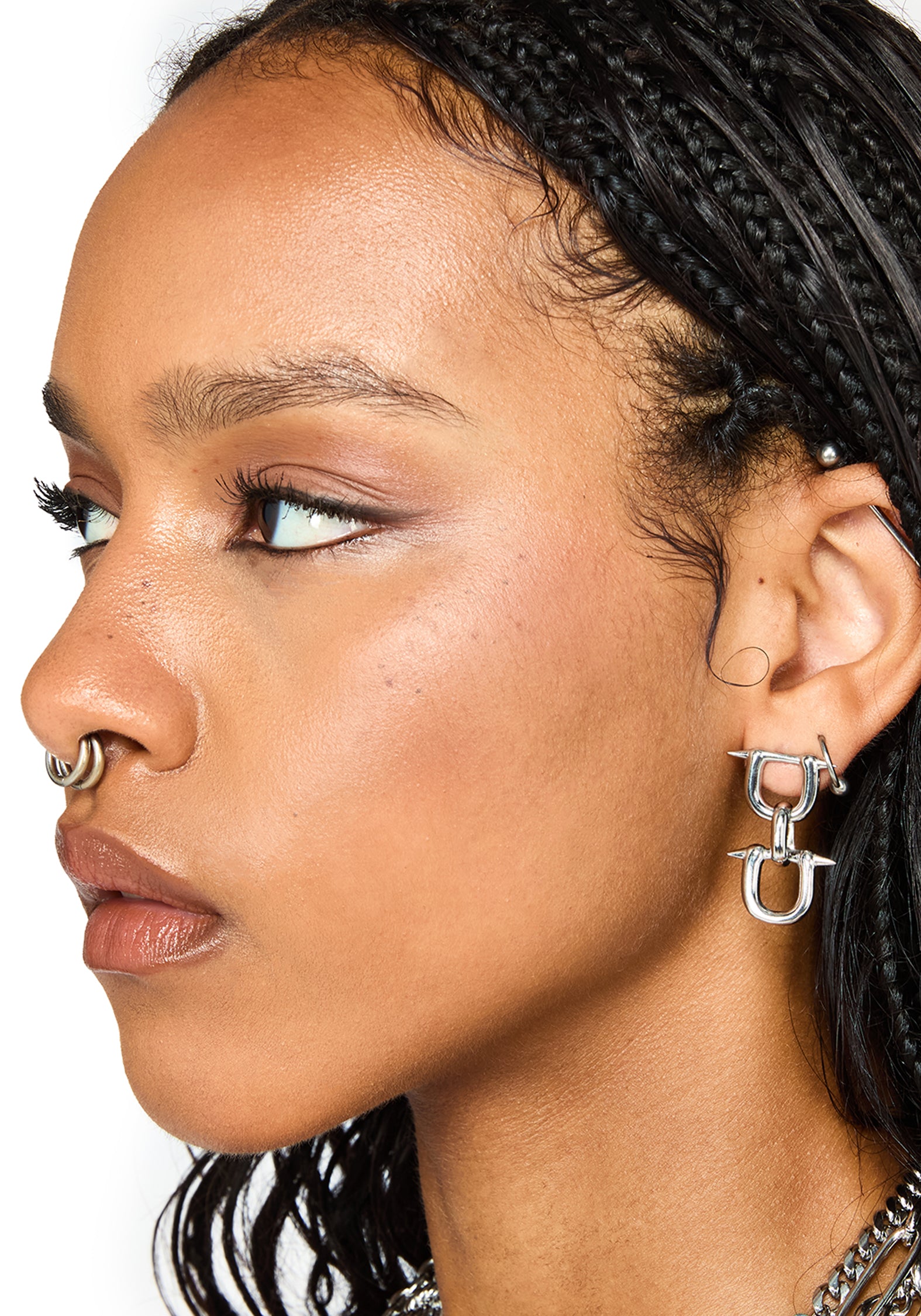 Ruzar Stainless Steel Drop Stud Earrings