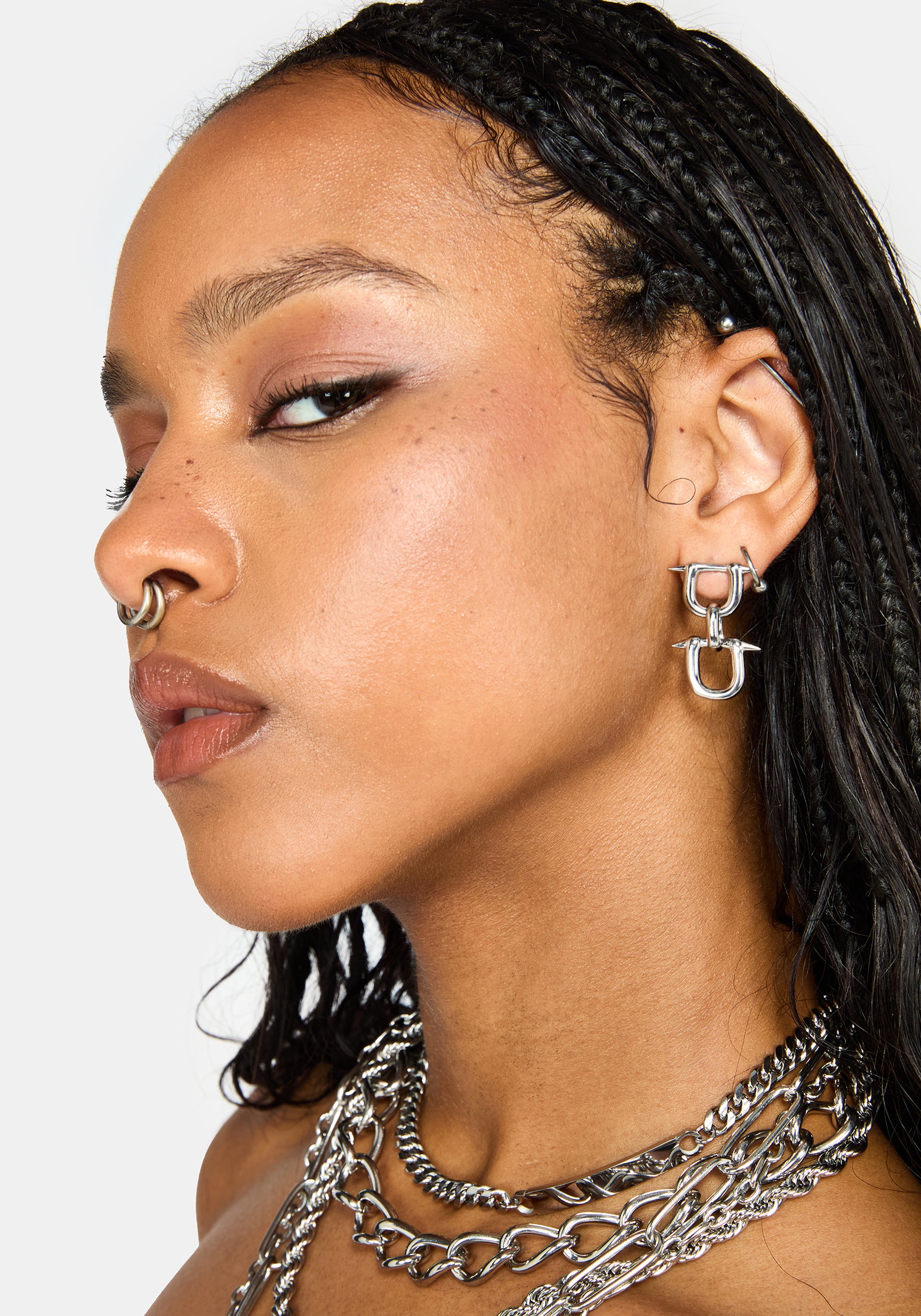 Ruzar Stainless Steel Drop Stud Earrings