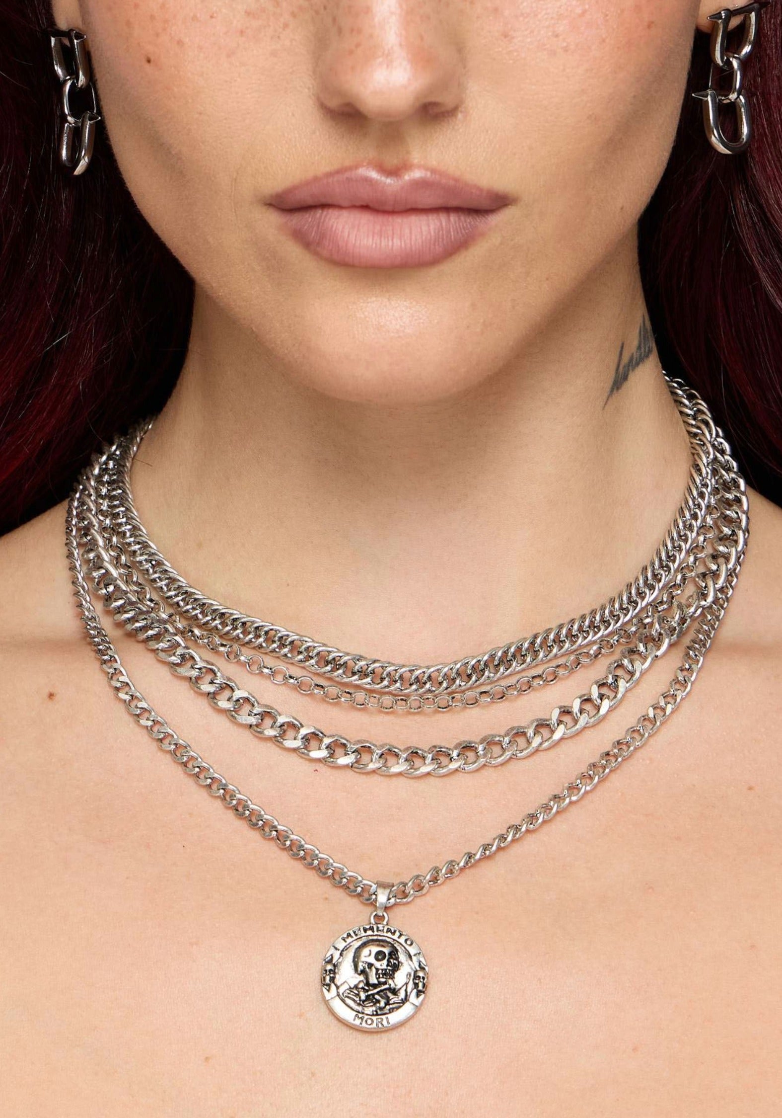 Memento Mori Layered Chain Necklace