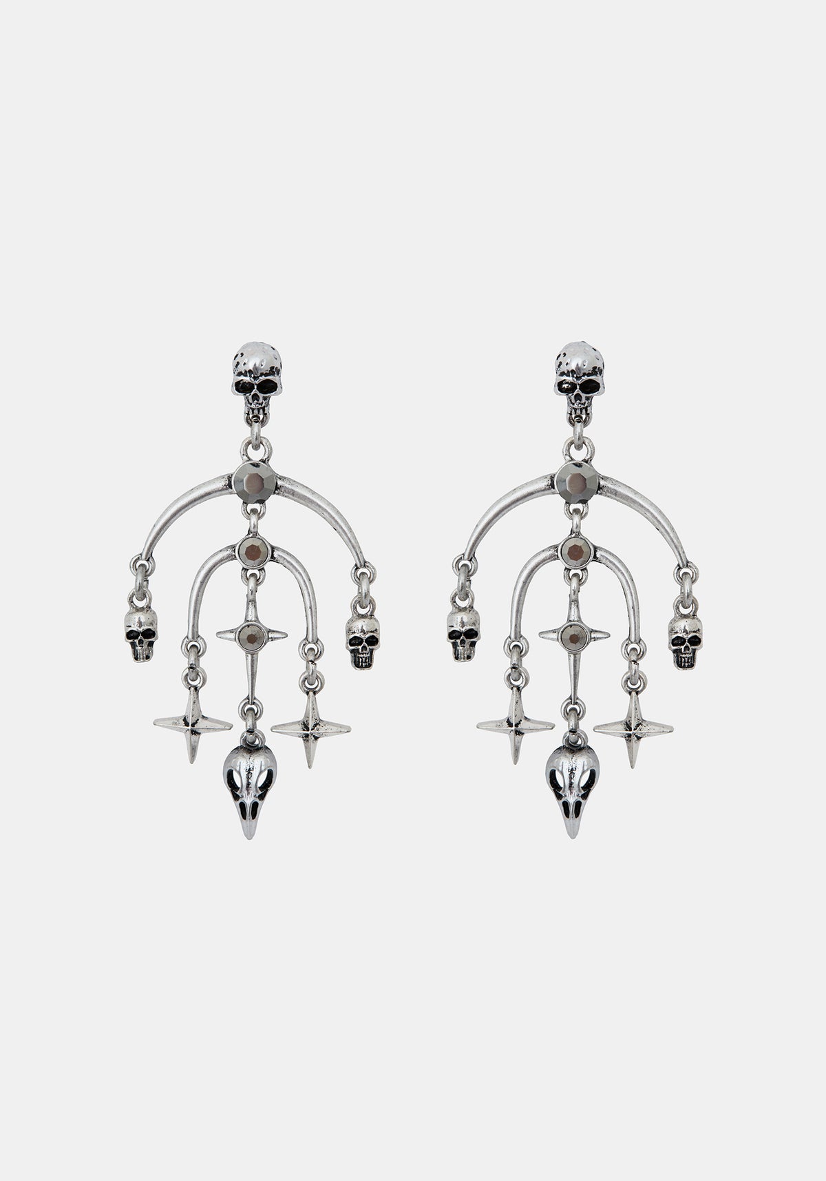 Corvus Skull Stud Drop Earrings