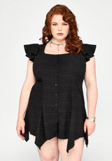 Elindra Ruffle Neck Button Up Playsuit