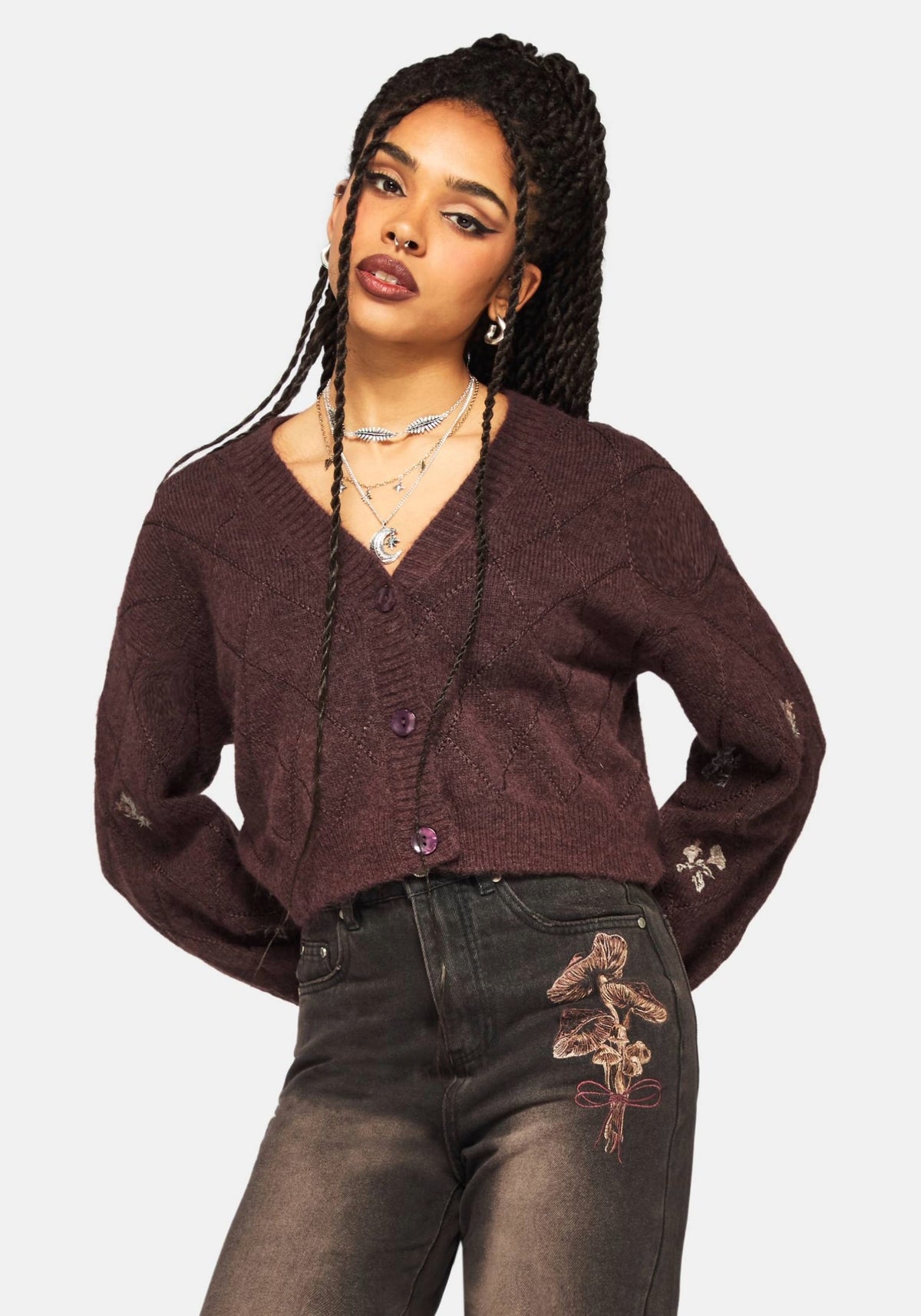 Maya Tile Bestickt Gestrickt Cardigan