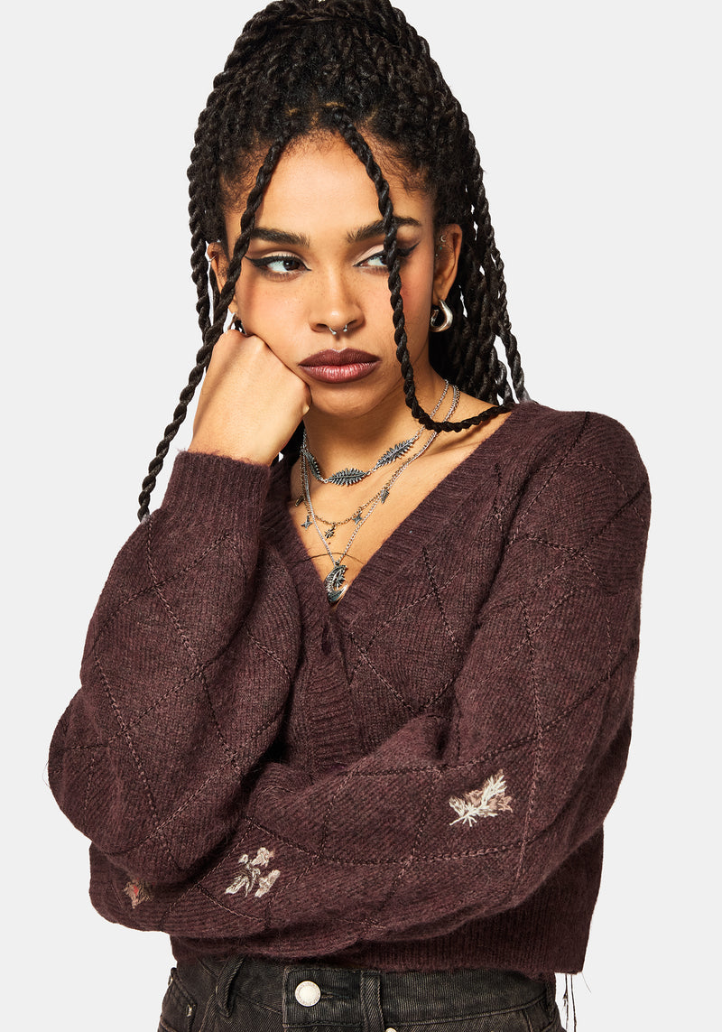 Maya Tile Bestickt Gestrickt Cardigan