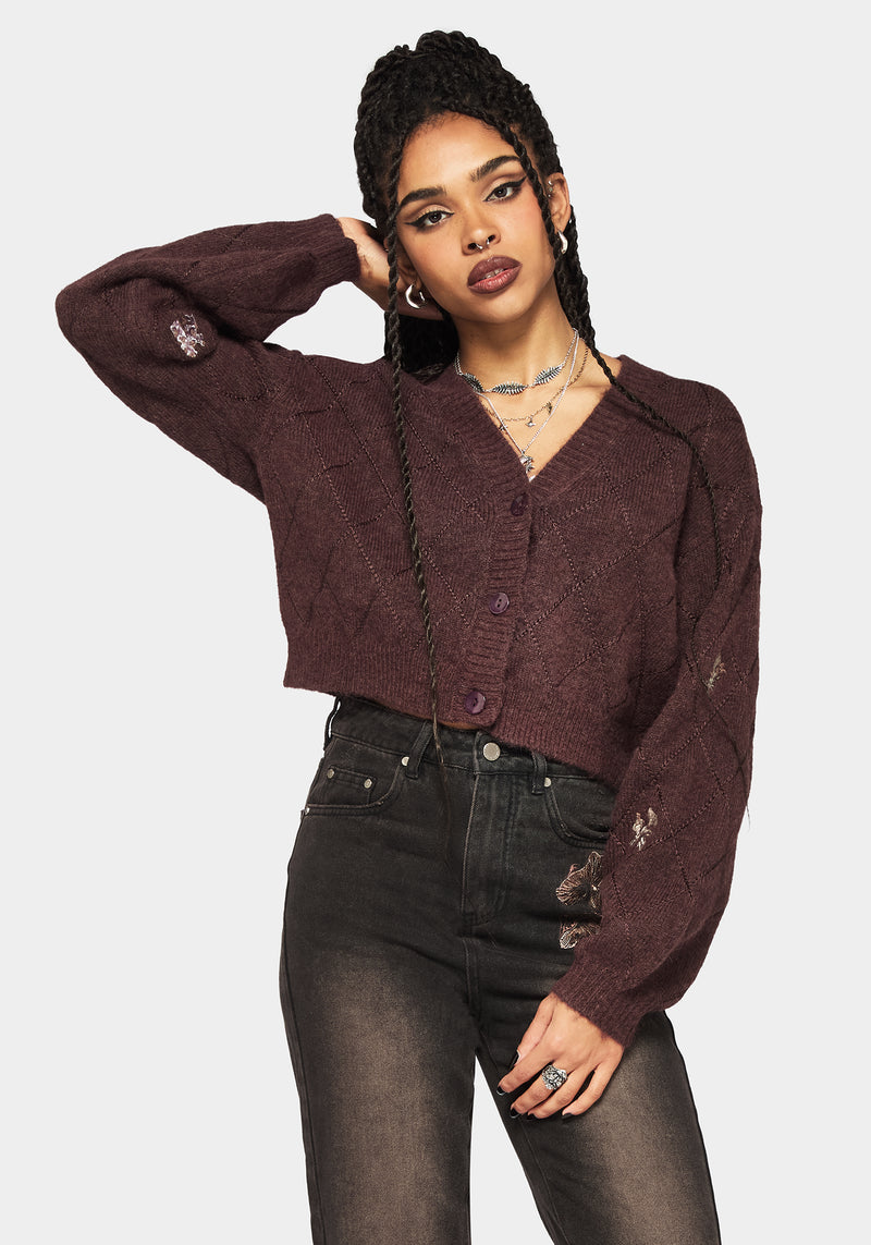 Maya Tile Bestickt Gestrickt Cardigan