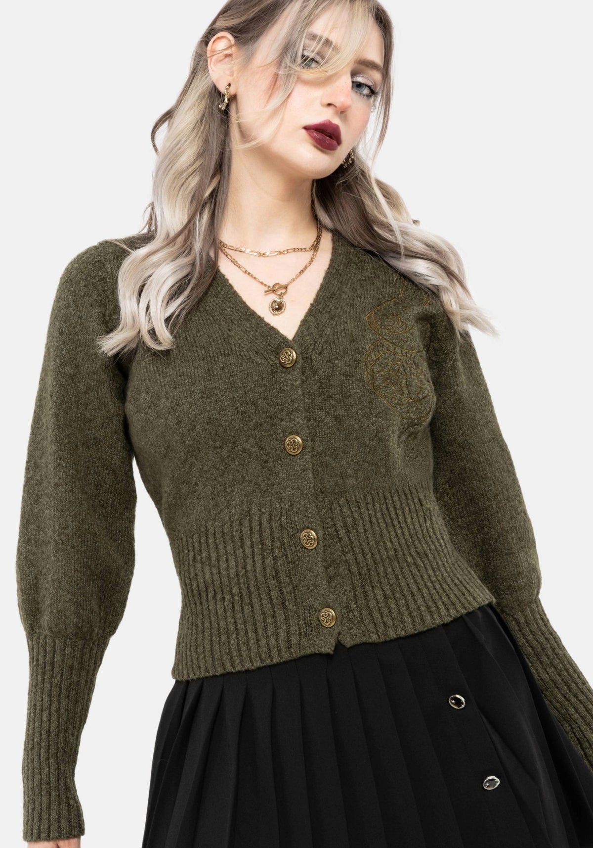 Schlange Schlange Bestickt Gestrickt Cardigan