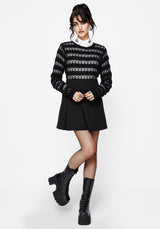 Evelyn Baumwolle ZigZag Gestrickt Lang Ärmel Pullover