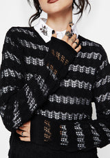 Evelyn Baumwolle ZigZag Gestrickt Lang Ärmel Pullover