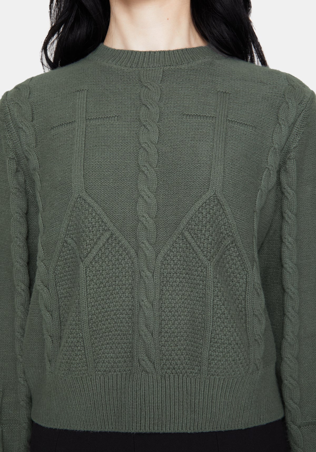 Noir Baumwolle Gothic Bogen Kurz Geschnitten Zopf Gestrickt Pullover