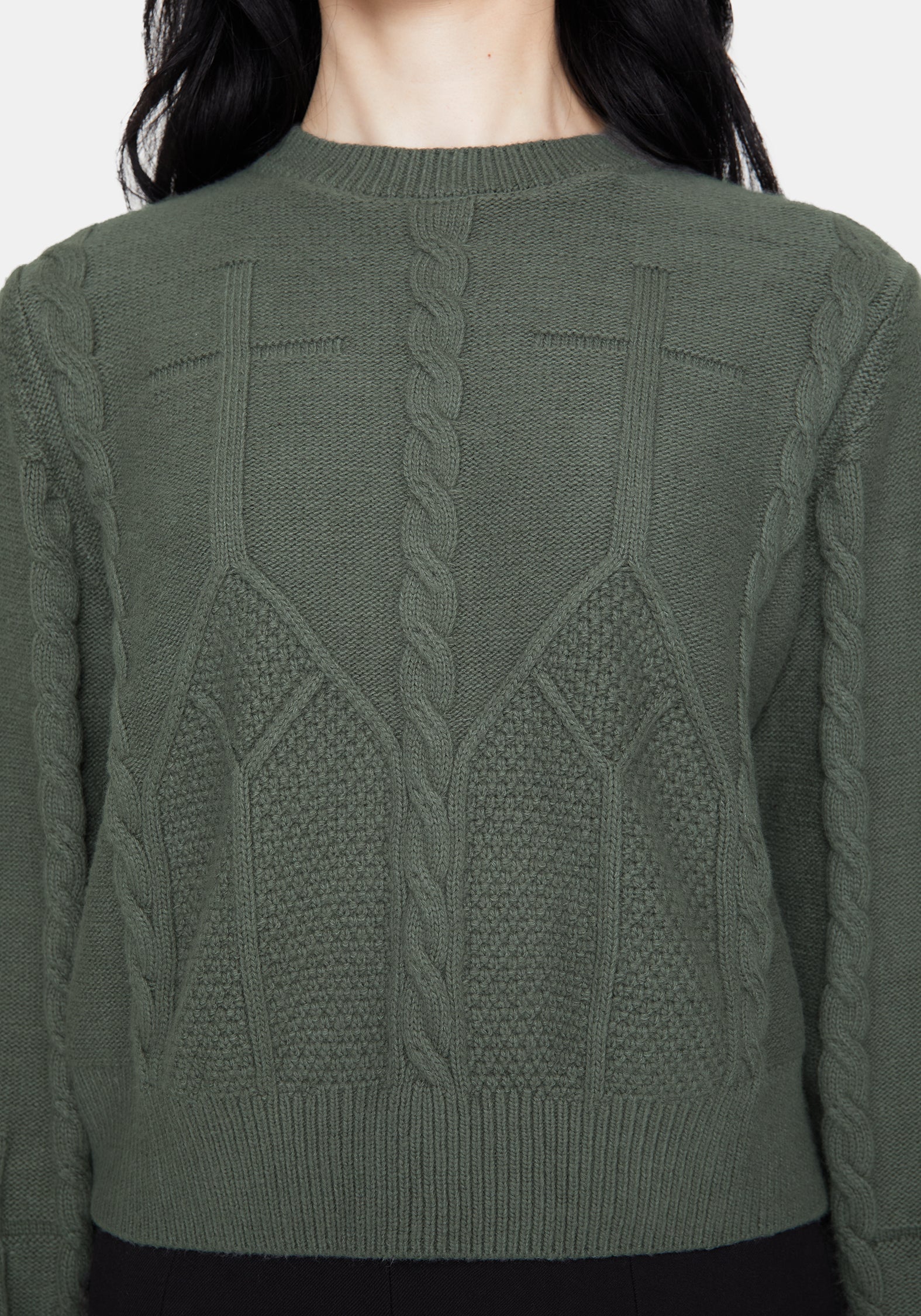 Noir Baumwolle Gothic Bogen Kurz Geschnitten Zopf Gestrickt Pullover